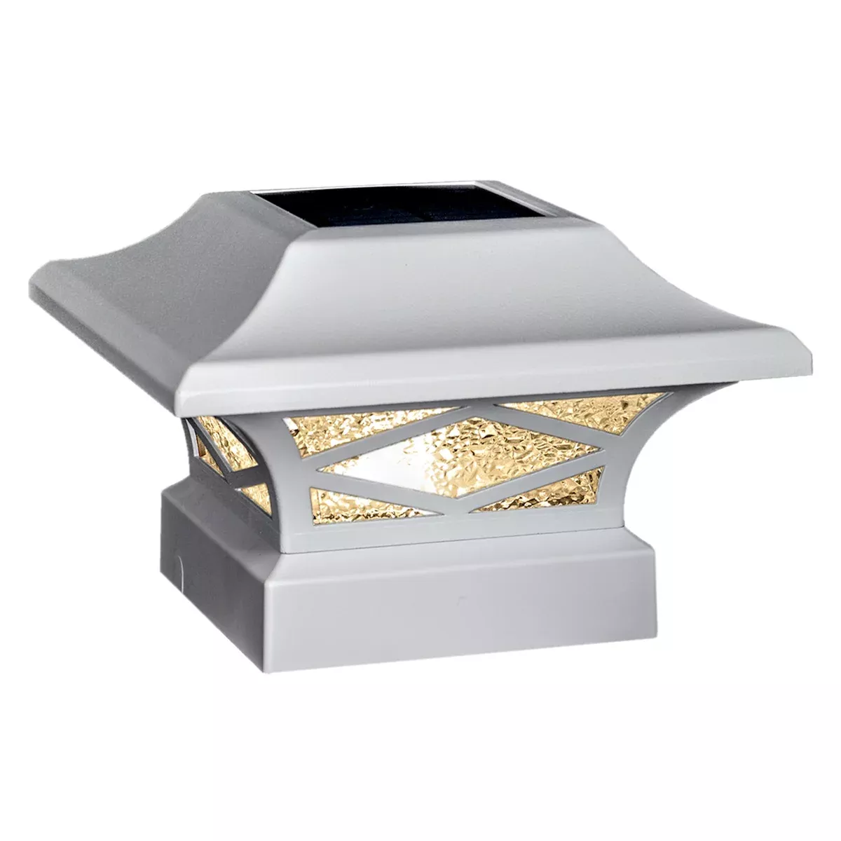 Solar Post Cap - Classy Caps Kingsbridge White Dual Lighted, SLK807W