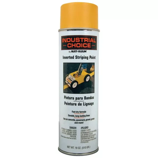 Spray Paint - Rust-Oleum Industrial Choice 1600 System Inverted Striping Paint, 18 oz, Yellow, 647-1648838V