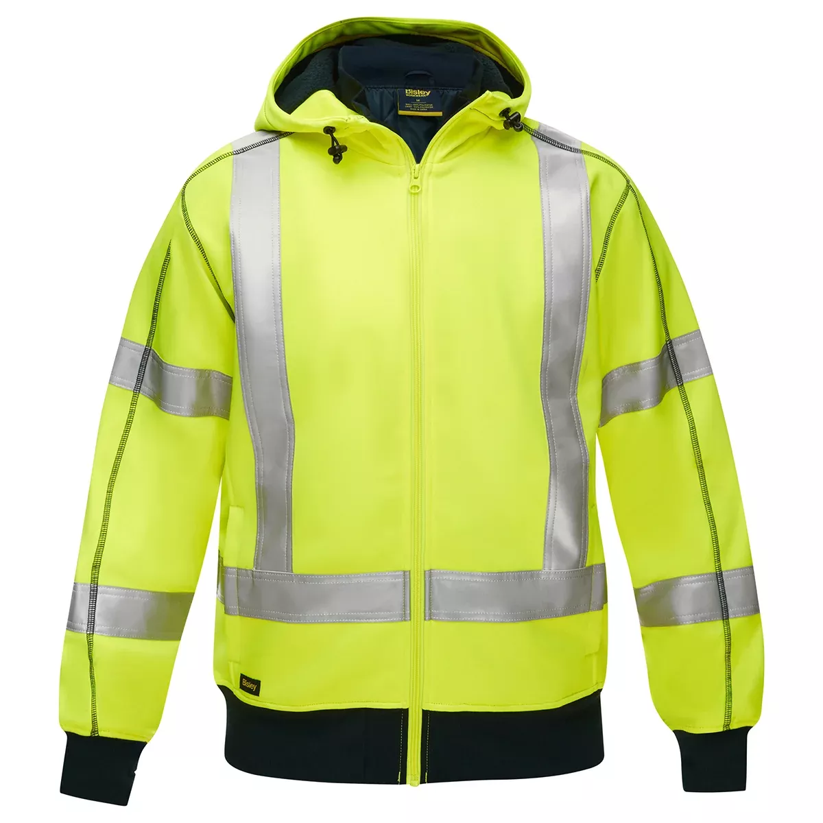 Sweatshirt - PIP Bisley ANSI Type R Class 3 CSA Z96 X-Back Full Zip Hooded Sweatshirt with Sherpa Lining, PC323M6988X