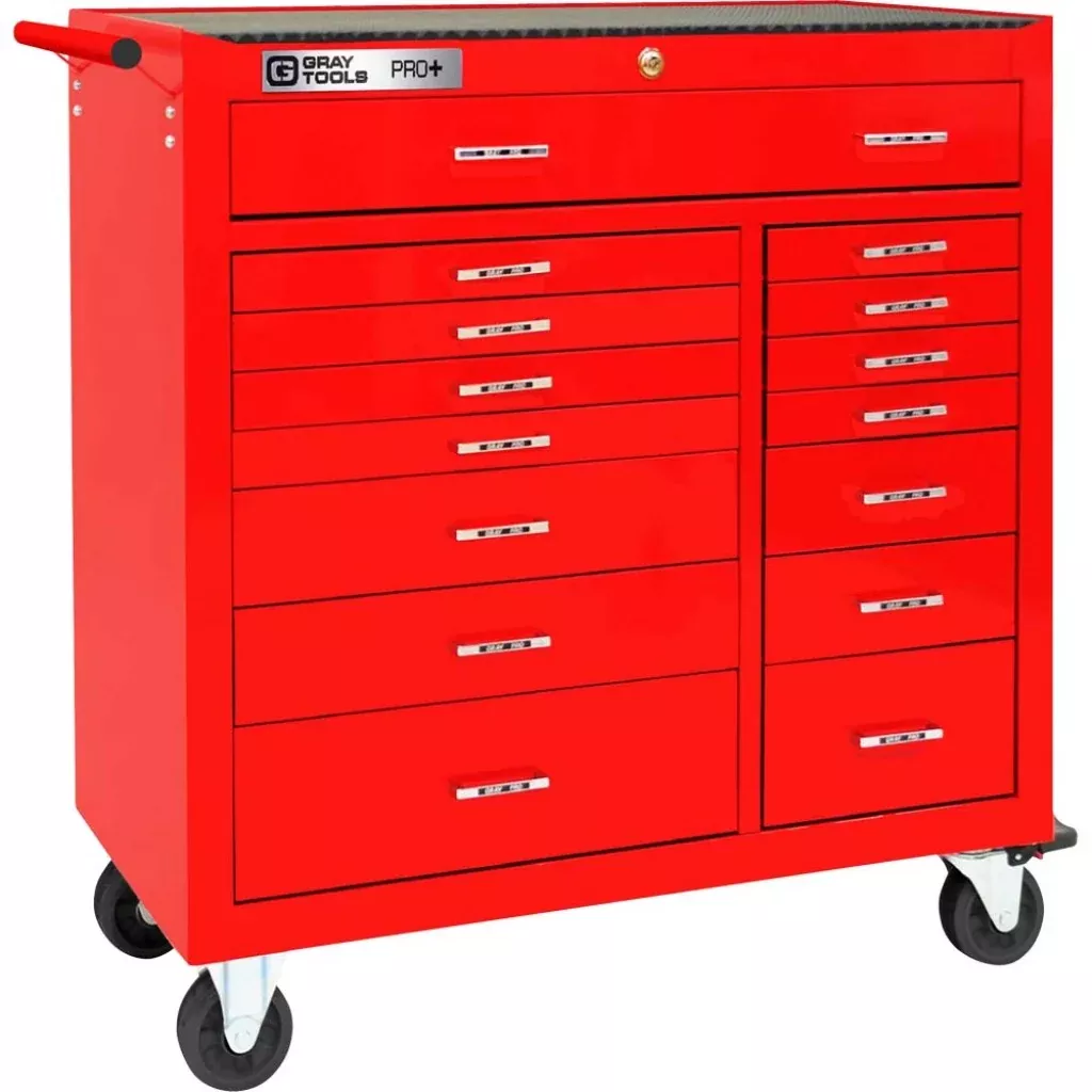 Tool Cabinet - Gray Tools 15 Drawer Roller Cabinet - PRO+ Series, 93215