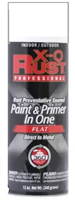 X-O Rust Anti-Rust Enamel Spray Paint & Primer, White Flat, 12 oz.